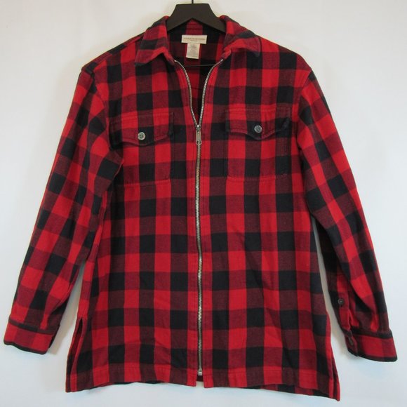 Jones New York Jackets & Blazers - Jones New York Sport Red Black Plaid Full Zip Collared Jacket Coat